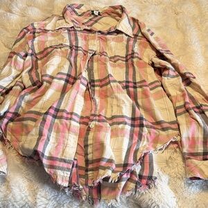 Plaid Flannel Shirt in Pink and Cream